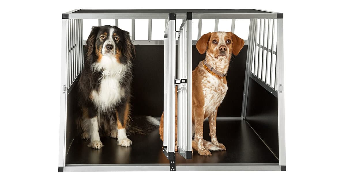 TecTake Hundetransportbox für 2 Hunde im Kofferraum